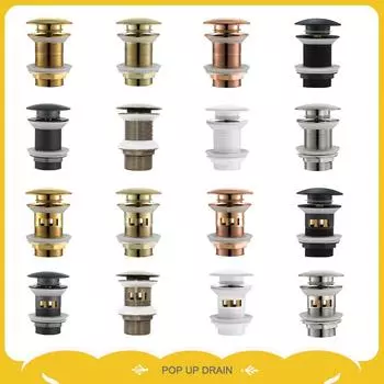Кнопка слива для раковины, заглушка для слива, сифон, заглушка для слива, сливная труба, матовое золото, аксессуары для ванной комнаты