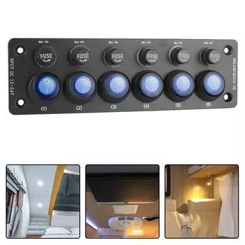 Кнопка включения/выключения каравана, тумблер 12 В, аксессуары для кемпинговых автомобилей, 6-позиционные многопортовые розетки и выключатели для дома на колесах