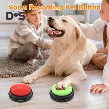 Кнопка записи голоса Интерактивная кнопка для общения с собаками Обучающий зуммер для домашних животных с 30-секундной записью для собак и кошек зелёный