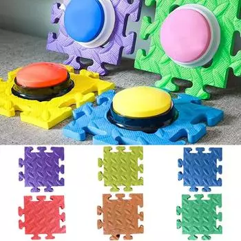 Кнопка записи голоса питомца Пазл Коврик для собак и кошек Обучение Общение Без кнопок Противоскользящий коврик из ЭВА Ковер из пеноматериала Товары для животных For 88mm Button синий