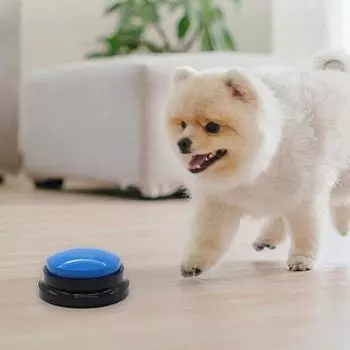 Кнопка записи голоса Yousheng Интерактивная кнопка для общения с собаками, обучающий зуммер для домашних животных с 30-секундной записью для собак и кошек жёлтый