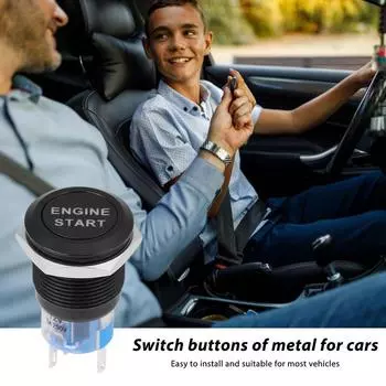 Кнопка запуска и остановки двигателя, металлическая вращающаяся кнопка запуска двигателя, автомобильные аксессуары, кнопка запуска и остановки автомобиля со светодиодом, своими руками чёрный