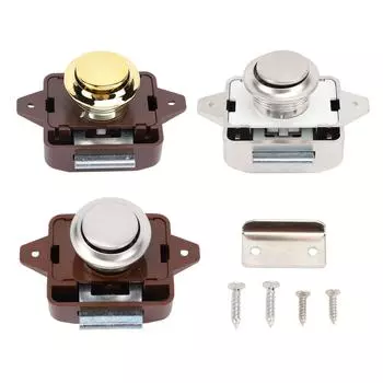 Кнопочный замок для шкафа, стильный вид, бесключевой замок для двери шкафа, кнопочный замок для автофургона, яхты, мотора Brown Base Chrome
