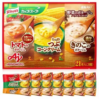 Knorr Cup Soup Vegetable Potage 3 вида 21 шт. Ассорти из палочек для супа из измельченной кукурузы и помидоров Большая емкость для экстренной помощи