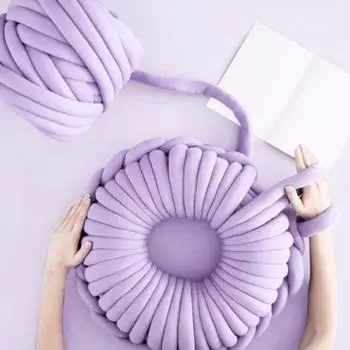 Плетеная подушка с узлом, износостойкая, моющаяся, не выцветающая, декоративная подушка из полипропилена с хлопковым наполнителем, ручная работа светло-серый