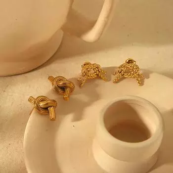 Knot earrings, earrings, women s high-end design, knot earrings, non-fading stainless steel titanium steel accessories