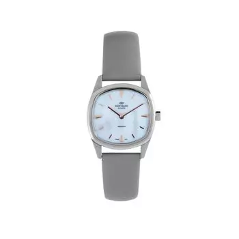 Knut Gadd Watch HEXAGON Steel Case White Pearl Dial Gray Leather Strap 3 Year Warranty Women s