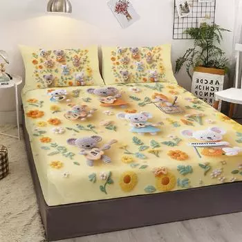 Koala Band 3-Piece Bedding Set, Cool Band With A Rhythm, Comes With 2 Pillowcases, Suitable For Bedroom (Boy, Music Festival) 99cmx199cm