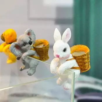 Koala Dog Basket Rabbit Landscape Simulation Bunny Flower Basket Fish Tank Animal Pendant Quariums Dog