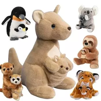 Коала Мать и дитя серии плюшевая кукла имитация пингвина дельфина суриката ленивца черепахи тигра кенгуру плюшевая игрушка подарки about 20cm