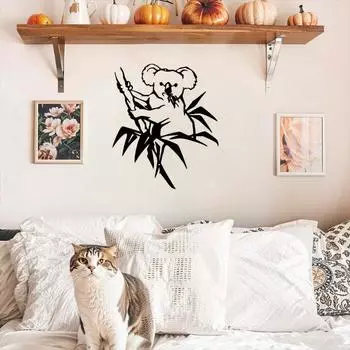 Koala Metal Wall Art - 3D Wall Silhouette Metal Decoration. Enhance Interior with This Charming Koala Metal Art and Metal Sign светло-серый