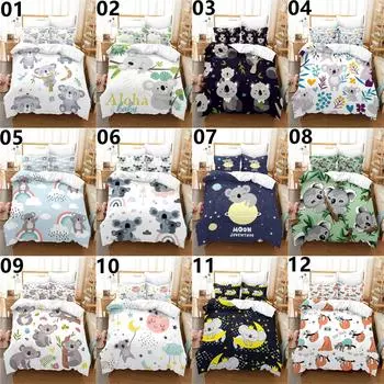 Коала мультфильм одноместное двуспальное одеяло размера «king-size» пододеяльник Doona набор постельных принадлежностей Single 135x200cm