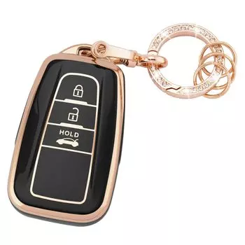 Koaudb Smart Key Case for Compatible with Toyota Prius New Corolla RAV4 Camry Land Prado Late and Premium Soft TPU and Black Toyota, (50 Series),