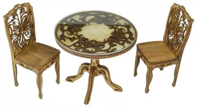 Kobaani Model Studio Европейский антикварный стол стул Деревянный сборочный комплект 1/12 & WF-018