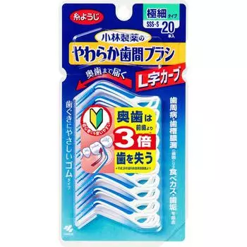 Kobayashi Pharmaceutical Мягкая межзубная щетка L-Curve 20 шт. Уход за зубами (межзубные очистители) Достаньте один межзубной ершик и используйте его. Пока смотрю