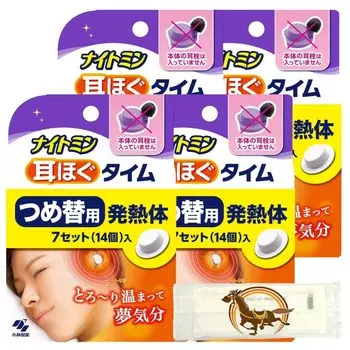 Kobayashi Pharmaceutical Nightmin Ear Loose Time Refill 14 штук в наборе из 4 коробок Kunutonn с оригинальным логотипом в качестве бонуса +