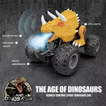 KOBE777 RC мультяшный автомобиль Stunt Drift Моделирование динозавра Дистанционное управление Автомобильный спрей Свет Звуковая игрушка в подарок A зелёный