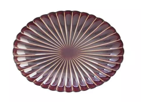 Kobei Dining Pottery oval platter Lacquer brown Family s Table/Giyaman Chrysanthemum-shaped 25.5x19cm коричневый