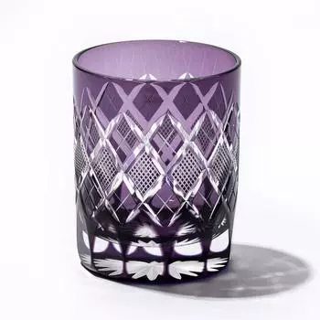 Kobo Edo Kiriko Yarai Fish Crest Old Glass TB90415M Деревянная коробка Сделано в Японии [Taimuro Official] (Эдо Пурпурный)