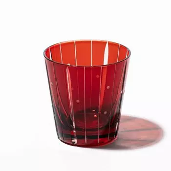 Kobo Official Direct Edo Tenkai Old Glass in wooden box [Taimuro Sales] Kiriko, Tatehishijimamon, (Red) TB99325R, красный