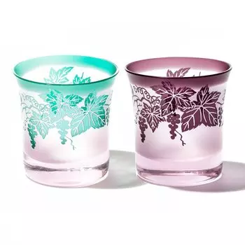 Kobo Official Direct Скульптура Yume Pattern Виноградный гребень Старинная стеклянная пара подарочная коробка Сделано в Японии [Taimuro Sales] TB3016/3416