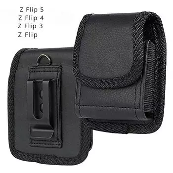 Кобура с зажимом для ремня из ткани Оксфорд, чехол для телефона для Samsung Z Flip 6 5 4 3 5G, кожаная поясная сумка, чехол для телефона для Z Flip5 Flip4 Flip3 Z Flip 6 чёрный