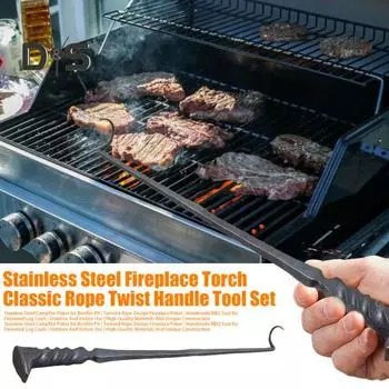 Кочерга для костра Кочерга для костра Кухонная лопатка Крючки для вертела Крючки для мяса на гриле Кулинарные принадлежности для вертела на гриле 25cm B