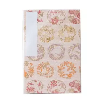Kochi Goshuin book with vinyl Enchanted flower Nishijin gold bellows large format binding, cover, ceiling, brocade, style,