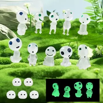 Кодама светящийся Мононоке 15 рыбок мох цветочный горшок светится в светящемся рождественском подарке 15 фигурок, деталей, светящиеся, милые, миниатюрные, сделай сам, сад,