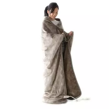 KODEN Electric Blanket Throw 160 x 140cm Hot Robe Greige Washable Slide Temperature Adjustment 8hOFF Room Temperature Sensor Dust Mite Killer