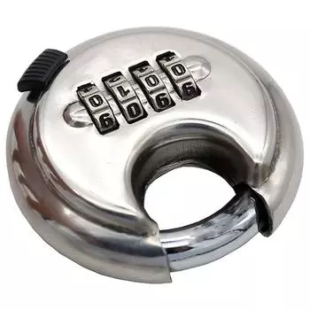 Кодовый навесной замок с 4 позициями, нержавеющая сталь, круглый навесной замок для складских помещений, шкафов, велосипедных прицепов