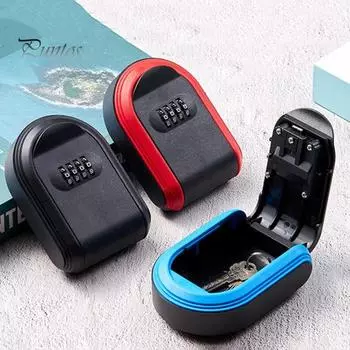 Кодовый замок для ключей, домашний офис, гараж, вход в квартиру, настенное крепление, большая емкость, 4 цифры, сбрасываемый код, ящик для ключей от дома красный