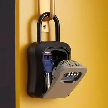 Кодовый замок для ключей, водонепроницаемый и защищенный от потери, нажмите, чтобы изменить пароль, наружный настенный, для семейного использования, пластиковый материал чёрный