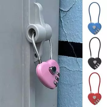 Кодовый замок с 3-значным кодом в форме сердца, компактный дизайн, портативный многоцелевой, сбрасываемый, водонепроницаемый навесной замок для улицы синий
