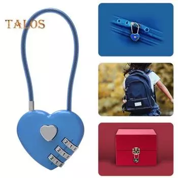 Кодовый замок с 3-значным кодом в форме сердца, компактный дизайн, портативный многоцелевой, сбрасываемый, водонепроницаемый навесной замок для улицы розовый