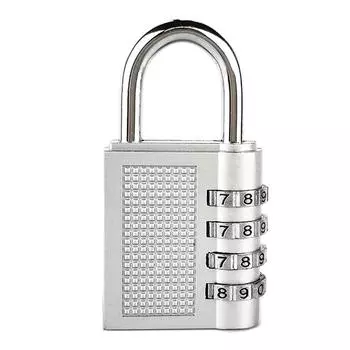 Кодовый замок с 4-мя циферблатами, без ключа, противоугонный, цинковый сплав, универсальный, для чемоданов, спортзала серебряный