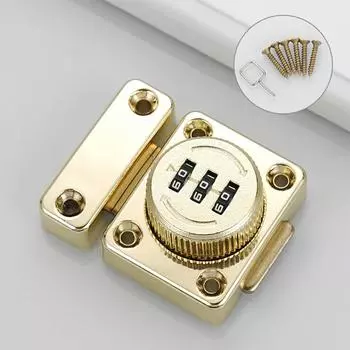 Кодовый замок с паролем, не требующий пробивки, дверной замок с 3-значным кодом, защитная дверная пряжка, защита от кражи для шкафа, ящика гардероба золотой