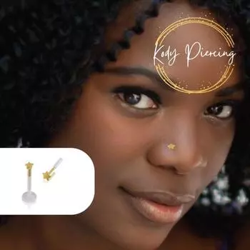 KODY PIERCING 14-каратное золото для губ с плоской звездой и губой