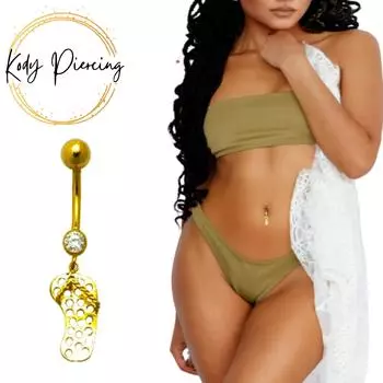KODY PIERCING 14-каратное золото, украшенное драгоценными камнями, модные свисающие тапочки, кольцо для обуви, кольцо на животе - качественный пирсинг