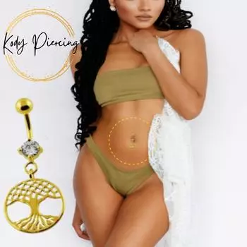 KODY PIERCING 18-каратное позолоченное кулон-подвеска «Древо жизни» для пирсинга пупка - качественный пирсинг
