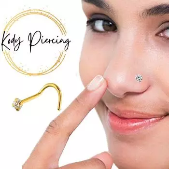 KODY PIERCING 9K Винт для пирсинга в носу из чистого золота и драгоценных камней, круглый кристалл CZ 2,5 мм - качественный пирсинг