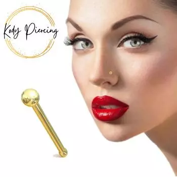 KODY PIERCING Булавка для носа из 14-каратного золота со шариковой головкой - качественный пирсинг