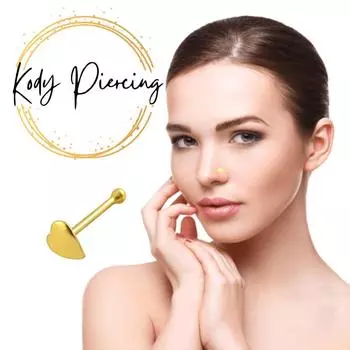 KODY PIERCING Ювелирные изделия для пирсинга 9K, булавка для носа с шаровидным концом в форме сердца