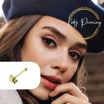 KODY PIERCING Ювелирные изделия для пирсинга из 9-каратного золота, булавка для носа с шариком в виде черепахи - качественный пирсинг