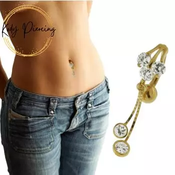 KODY PIERCING Кольцо из 14-каратного золота с драгоценными камнями и украшениями для тела в области пупка - качественный пирсинг