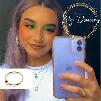 KODY PIERCING Кольцо в носу из желтого золота 9 карат — шарик с винтом 8 мм — качественный пирсинг