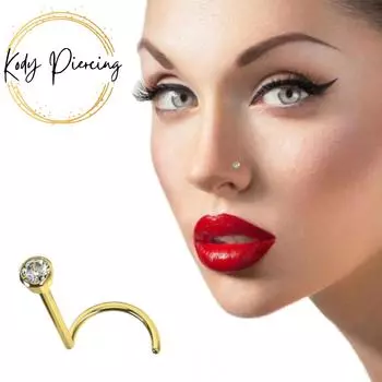 KODY PIERCING Круглый носовой винт из 14-каратного золота с драгоценными камнями - Качественный пирсинг