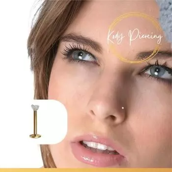 KODY PIERCING Лабрет из анодированного золота, украшенный кристаллами на 8-миллиметровом стержне Bioflex