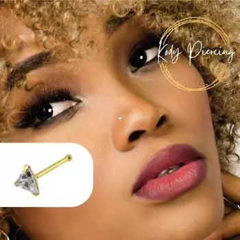 KODY PIERCING Пирсинг из 9-каратного золота с треугольным цирконием и шариковой головкой для носа - качественный пирсинг