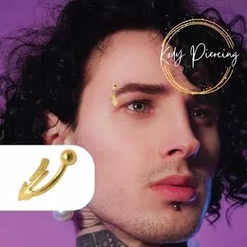 KODY PIERCING Пирсинг-вспышка с позолотой 18 карат на перекладине для бровей с шариком - качественный пирсинг
